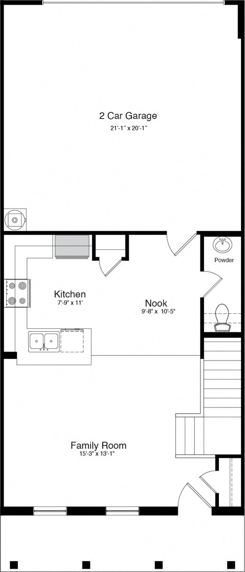 the floor plan of 2 car garage